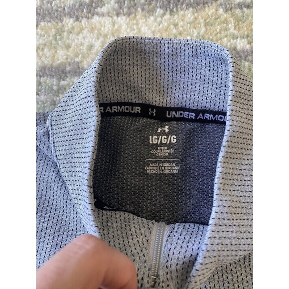 Under Armour 1/4 Zip Pullover Shirt Mens L Gray Lightweight Mock Neck Golf - Picture 3 of 8